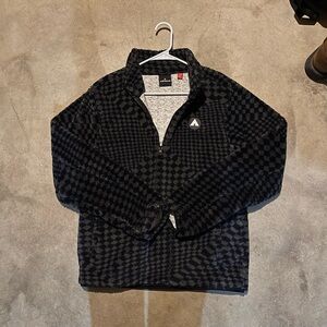 Black and Gray Checkered Zip-Up Jacket